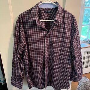 Nautica Mens Plaid Patter Button Up Collared Shirt
